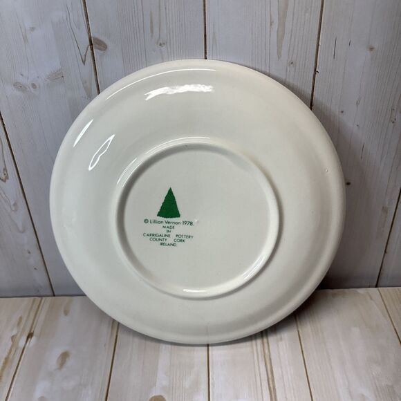 Vtg Carrigaline Pottery Christmas Tree Cookie Plate RETIRED 70s Cork Ireland 7” - Picture 3 of 9